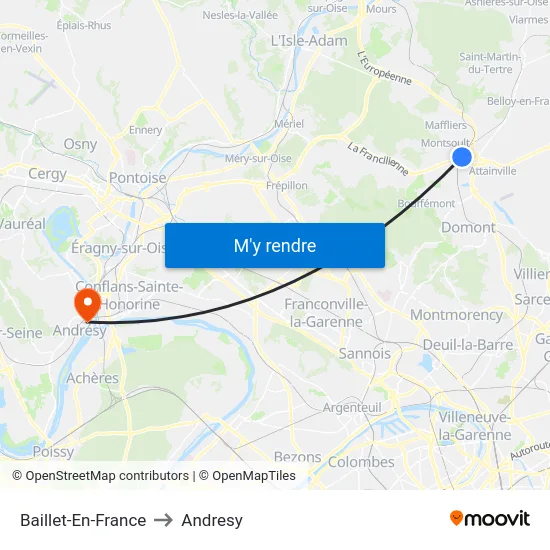 Baillet-En-France to Andresy map