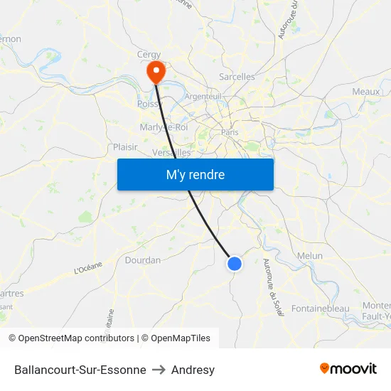 Ballancourt-Sur-Essonne to Andresy map