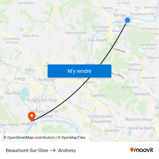 Beaumont-Sur-Oise to Andresy map