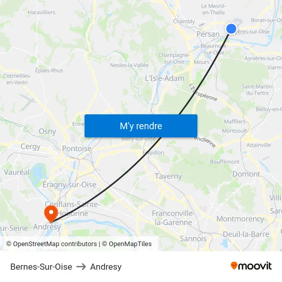 Bernes-Sur-Oise to Andresy map