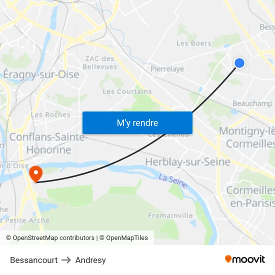 Bessancourt to Andresy map