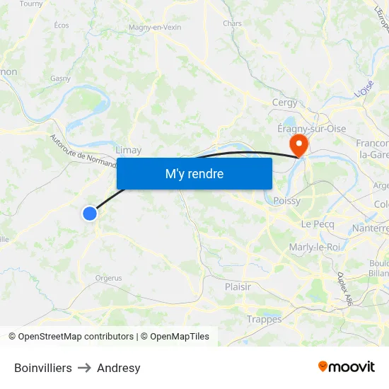 Boinvilliers to Andresy map