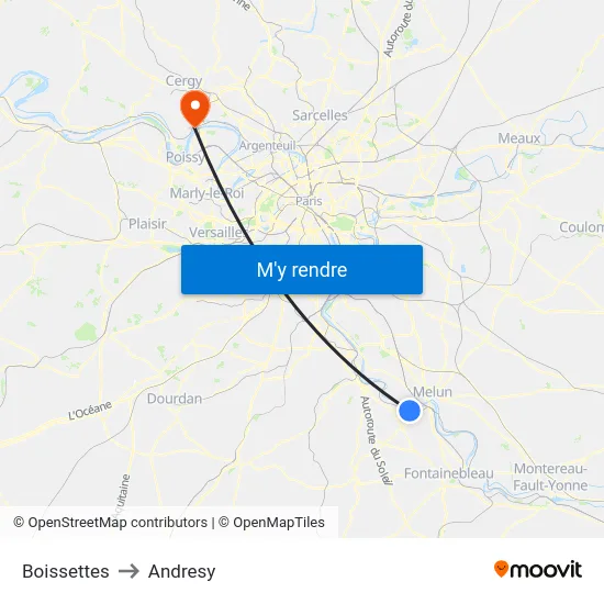 Boissettes to Andresy map