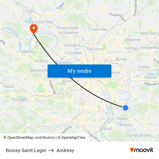 Boissy-Saint-Leger to Andresy map