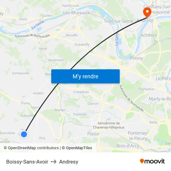 Boissy-Sans-Avoir to Andresy map