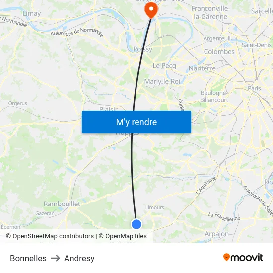 Bonnelles to Andresy map