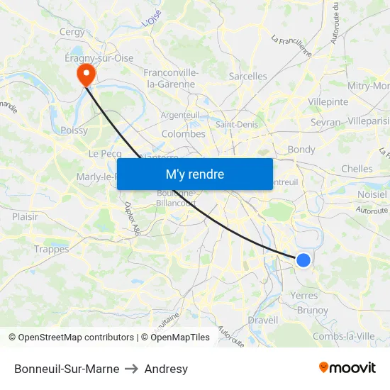 Bonneuil-Sur-Marne to Andresy map