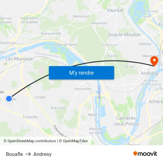 Bouafle to Andresy map