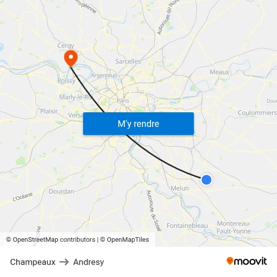 Champeaux to Andresy map