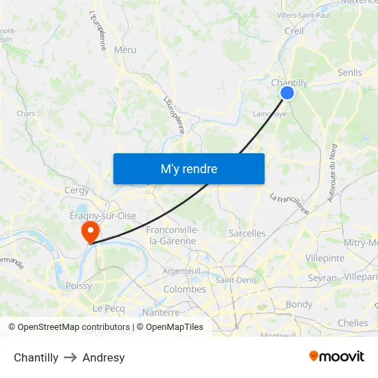 Chantilly to Andresy map