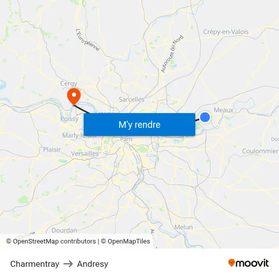 Charmentray to Andresy map