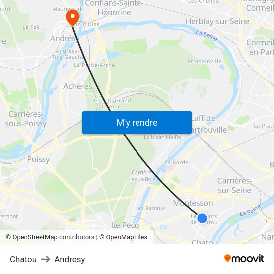 Chatou to Andresy map