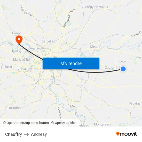 Chauffry to Andresy map