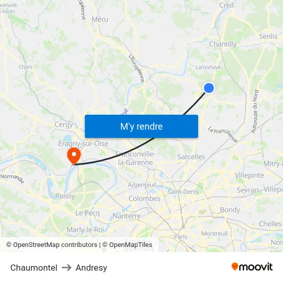 Chaumontel to Andresy map