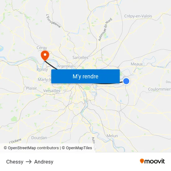 Chessy to Andresy map