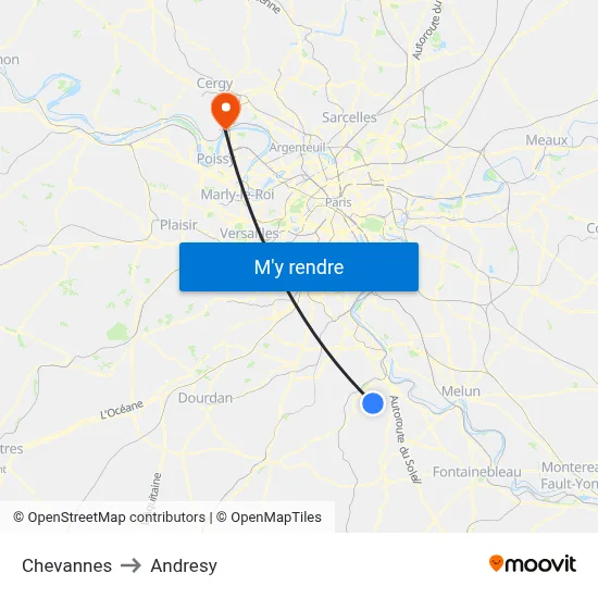 Chevannes to Andresy map