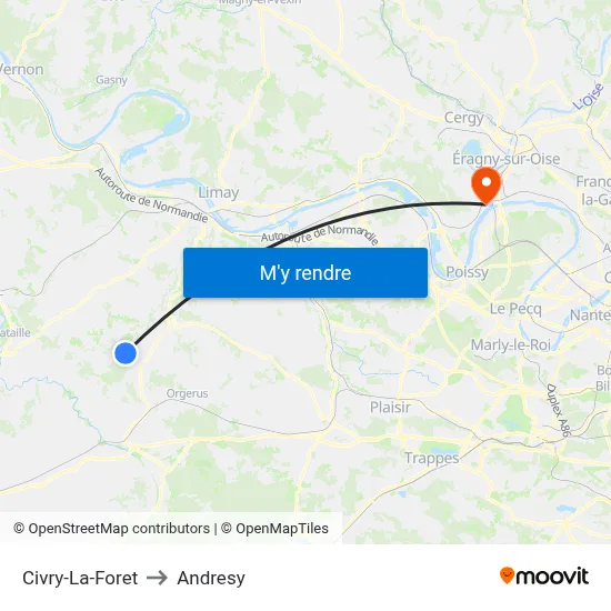 Civry-La-Foret to Andresy map