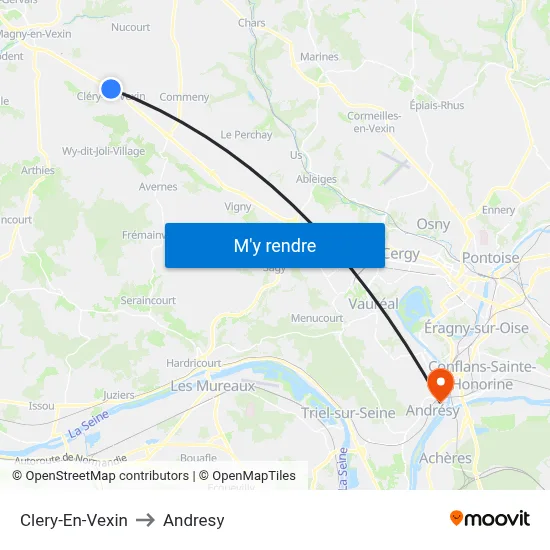 Clery-En-Vexin to Andresy map