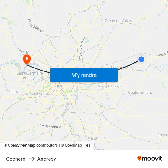 Cocherel to Andresy map