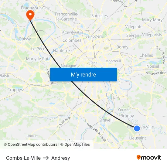 Combs-La-Ville to Andresy map