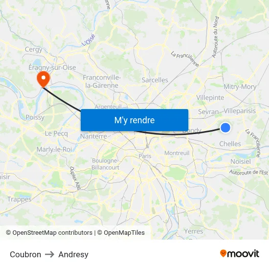 Coubron to Andresy map