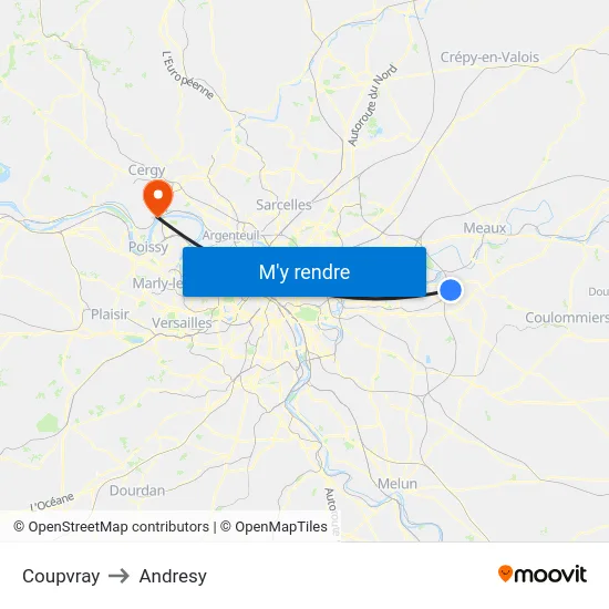Coupvray to Andresy map