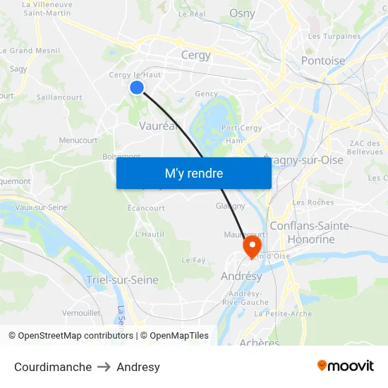 Courdimanche to Andresy map