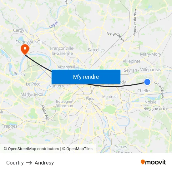 Courtry to Andresy map