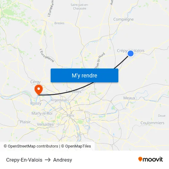 Crepy-En-Valois to Andresy map