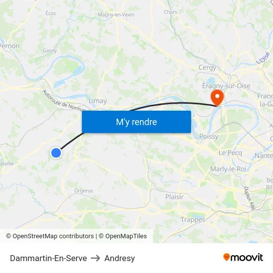 Dammartin-En-Serve to Andresy map