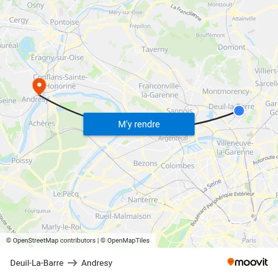 Deuil-La-Barre to Andresy map
