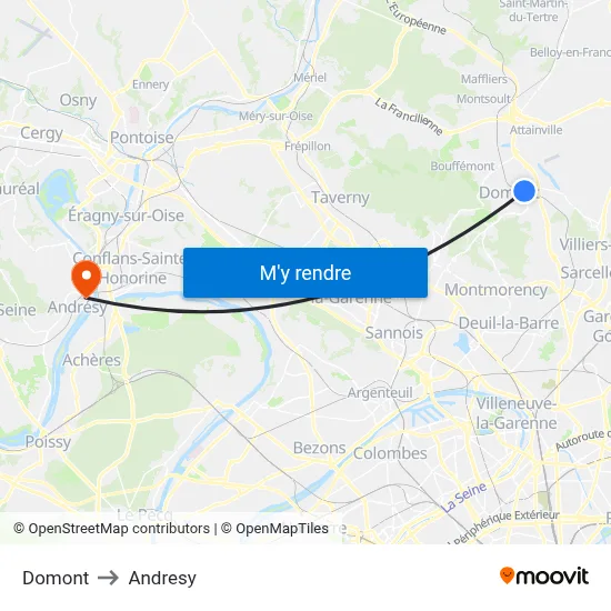 Domont to Andresy map