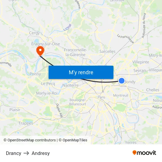 Drancy to Andresy map