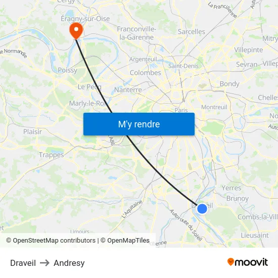 Draveil to Andresy map