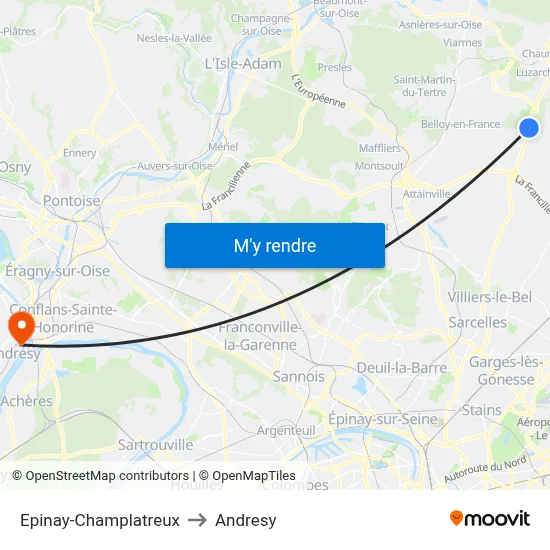 Epinay-Champlatreux to Andresy map