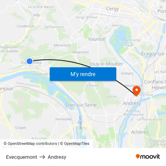 Evecquemont to Andresy map