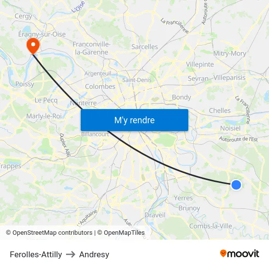 Ferolles-Attilly to Andresy map