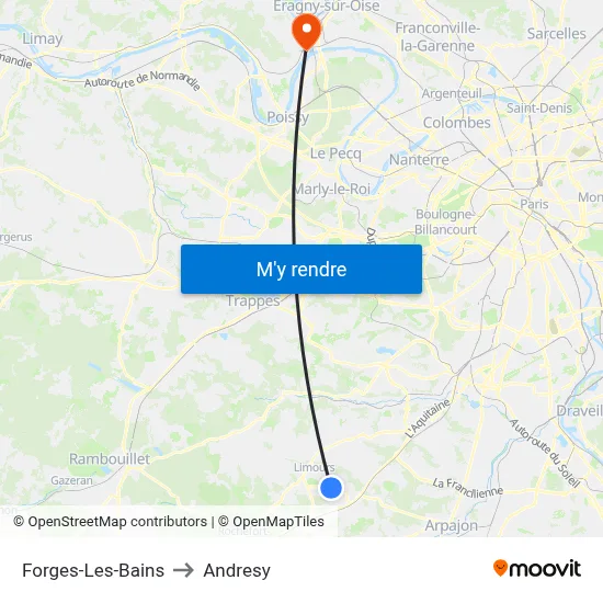 Forges-Les-Bains to Andresy map