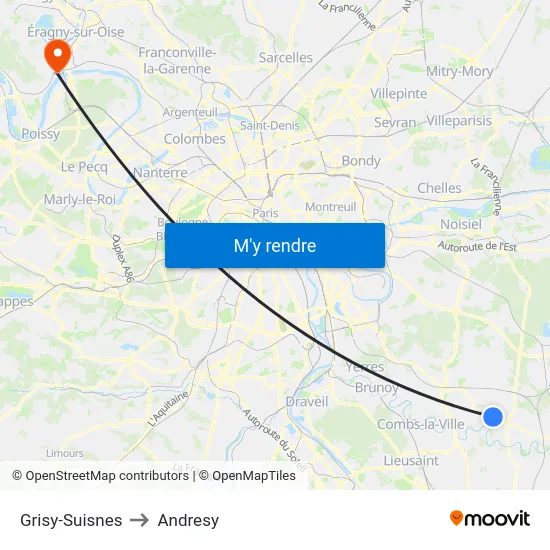 Grisy-Suisnes to Andresy map
