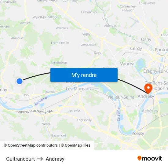 Guitrancourt to Andresy map