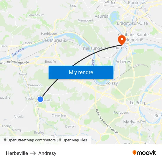 Herbeville to Andresy map