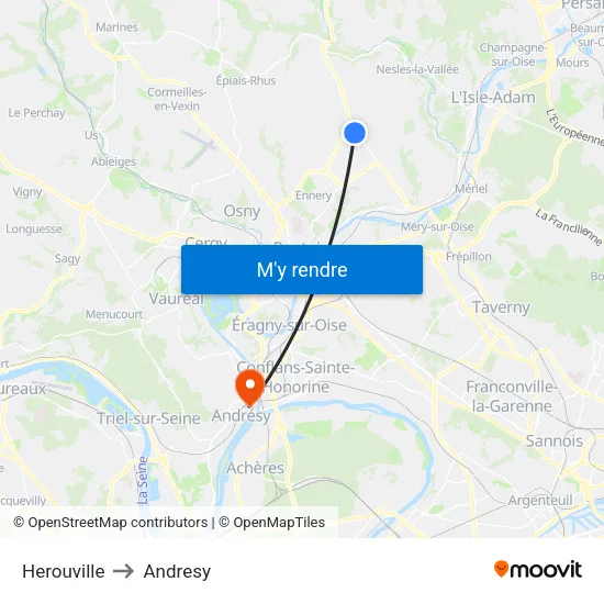 Herouville to Andresy map