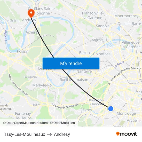 Issy-Les-Moulineaux to Andresy map