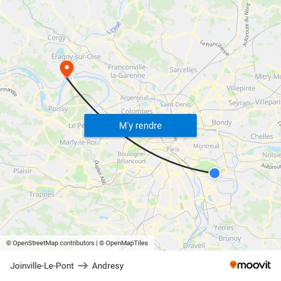 Joinville-Le-Pont to Andresy map