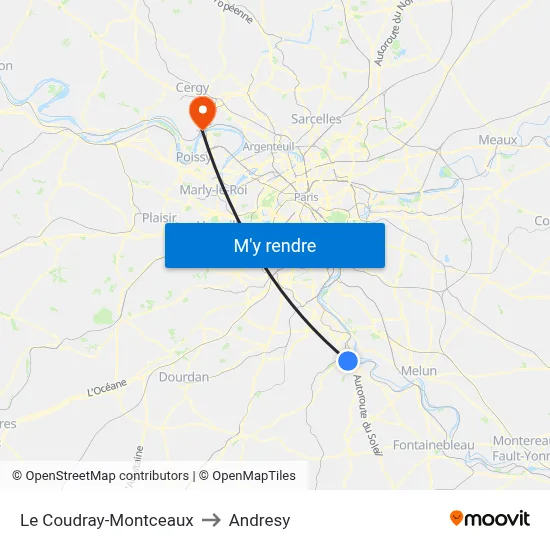 Le Coudray-Montceaux to Andresy map
