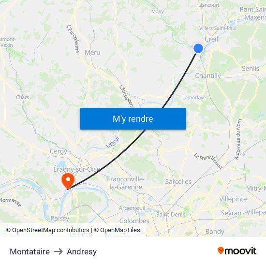 Montataire to Andresy map