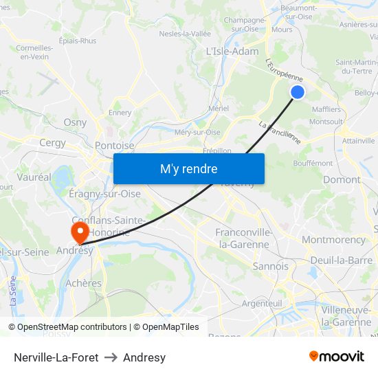 Nerville-La-Foret to Andresy map