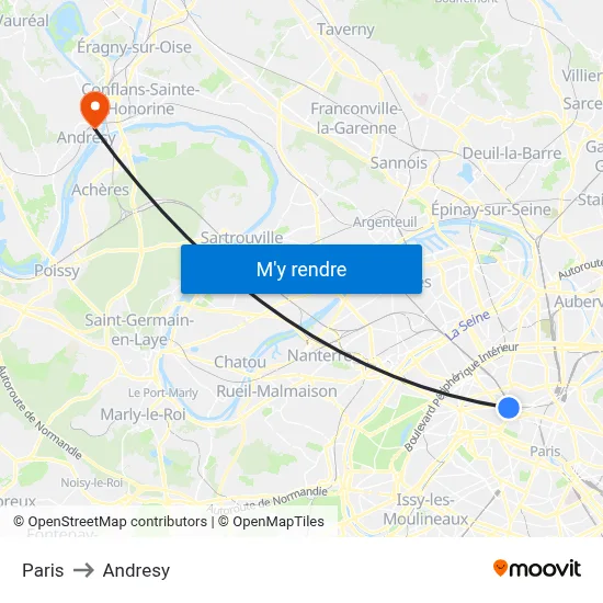 Paris to Andresy map