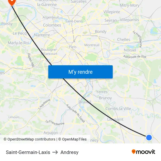 Saint-Germain-Laxis to Andresy map