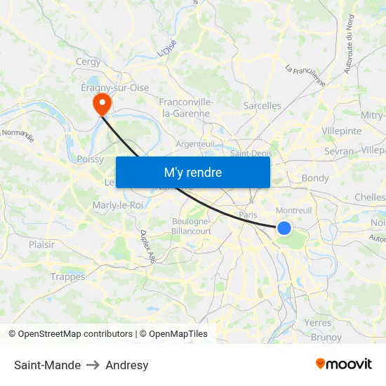 Saint-Mande to Andresy map
